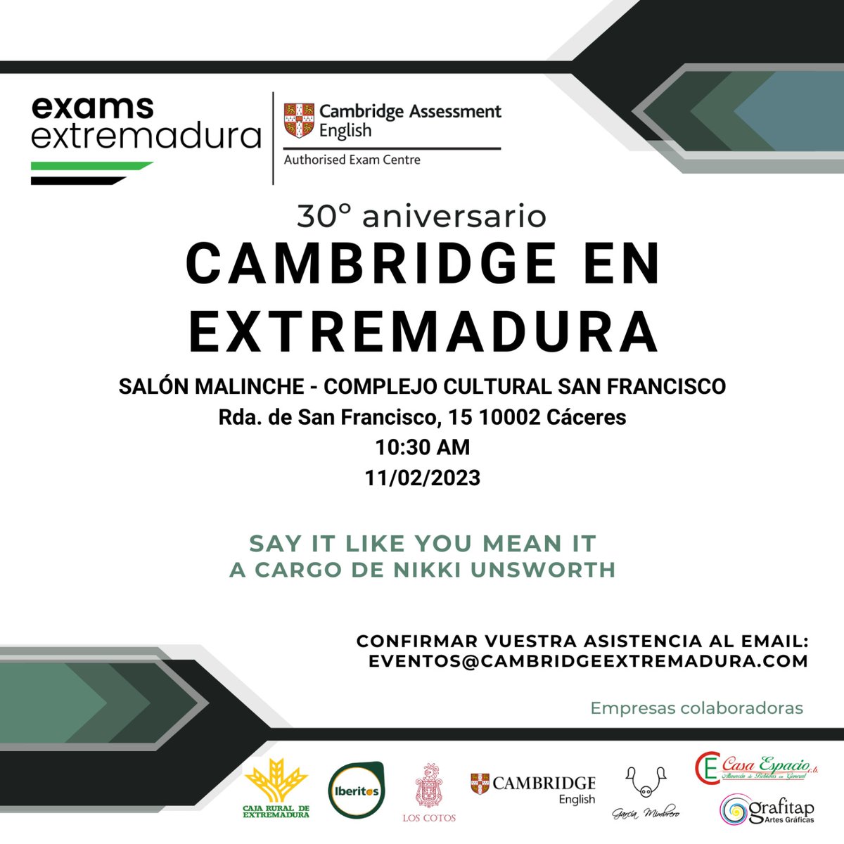 ... second #ExamsExtremadura event to celebrate 30 great years ... see you there 🍒
