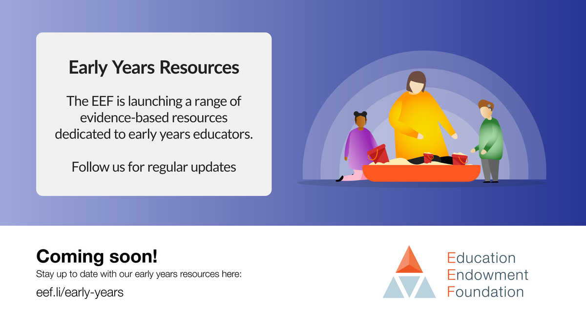 🧒 New early years resources launching tomorrow! 

We’re dedicated to supporting early years educators through evidence-driven guidance. 

 Follow us to stay up-to-date
