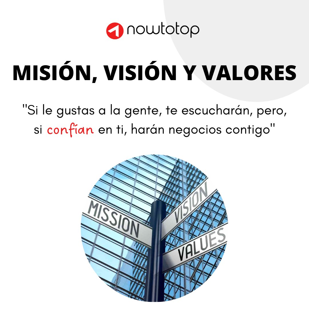 Zig Ziglar afirma que 👉🏻 “Si le gustas a la gente, te escucharán, pero, si confían en ti, harán negocios contigo” ⭐️

La misión, visión y valores permiten a las empresas definir quiénes son, cuáles son sus objetivos y cómo van a alcanzarlos 👁️