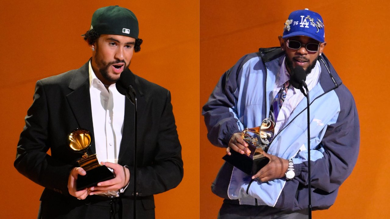 Bad Bunny & Kendrick Lamar Wear Dodgers Caps At 2023 GRAMMY Awards