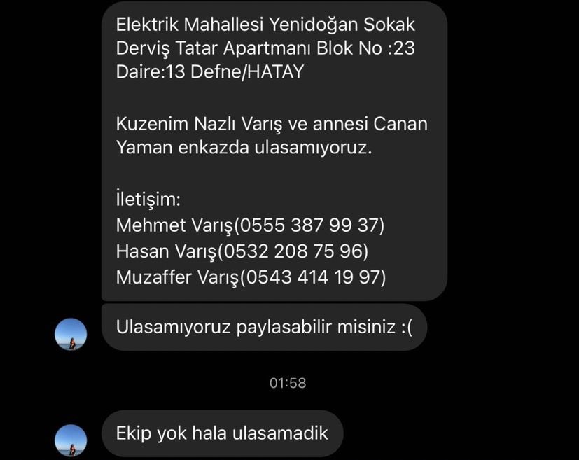 simsiyahdeniz's tweet photo. GÖRENLER LÜTFEN RT YAPSIN LÜTFEN ❗️❗️❗️ 
#deprem #Hatay #hatayyardimbekliyor https://t.co/kEXfuVVy74