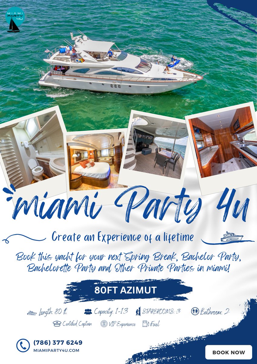 MiamiParty4u's tweet photo. Miami Party 4U specializes in luxury yacht rentals in Miami and Party Boat Charters. Celebrate your special occasion in one of our luxury Miami Yachts and explore Miami by the water. https://t.co/LExlaZgnmp