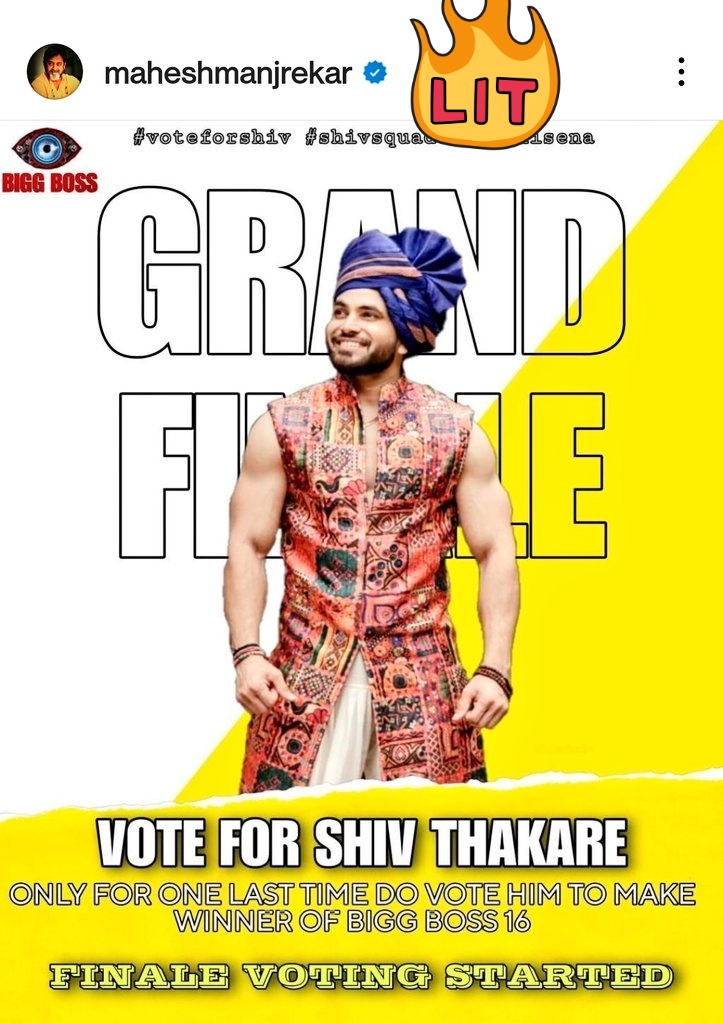 @manjrekarmahesh rooting for #ShivThakare ....🙏🙏
That's huge👍🔥💯❤️📌
U all also pls vote for apla Manus shiv thakare 🙏
#BiggBoss #MaheshManjrekar