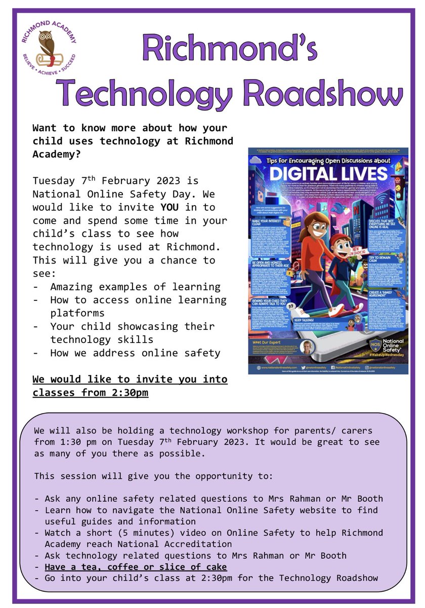Want to talk about it? Today’s focus of our Let’s Connect Week is based around keeping safe online when we connect with others around the world. We are looking forward to parents coming to join us this afternoon as part of our Technology Festival #SaferInternetDay #letsconnect