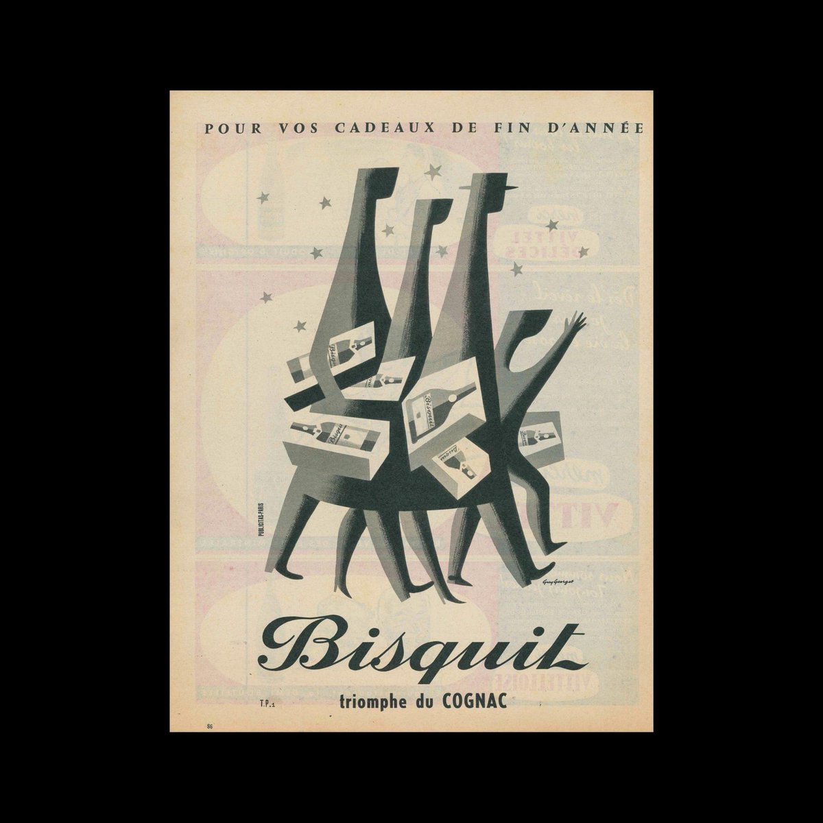 Bisquit triomphe du cognac, Advertisement, 1956. Design by Guy Georget.
#vintageadvertising #guygeorget designreviewed.com/artefacts/bisq…