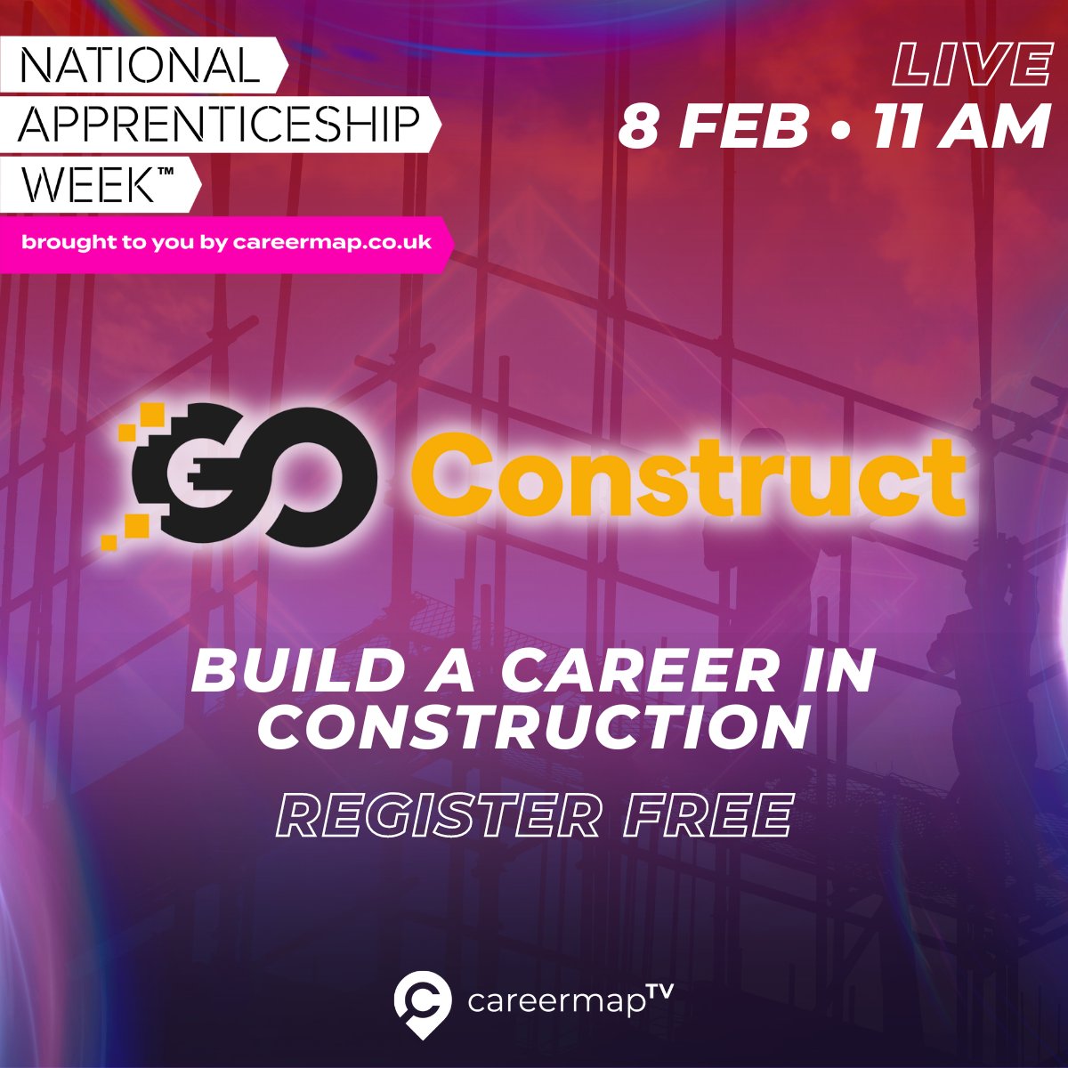 CITB_UK's tweet photo. If you want to become an apprentice in the construction industry, register for our free Go Construct webinar TOMORROW and hear from real construction businesses and employees 👇

📅 8 February
🕚 11 am 
💻 https://t.co/nbECGr7kPz

#SkillsForLife #NAW2023 @Apprenticeships https://t.co/WorbOYFO0r