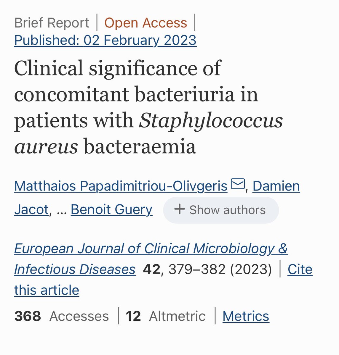 infeccHRUmalaga's tweet photo. #Saureus ORINA🟡 y SANGRE🩸Seguro q lo has visto alguna vez!👀📝 #EurJClinMicrobiolInfectDis Si bacteriuria y bacteriemia #Saureus➡️más frecuente origen comunitario🏡,neoplasia🦀, bacteriemia persistente🩸⏳y #RECAIDAS🔁.Harías tratamiento más prolongado?🤔https://t.co/vgp26BOyef https://t.co/zcRfzANWpO