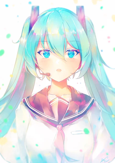 绿彩--#初音ミク #HatsuneMiku #VOCALOID #イラスト 