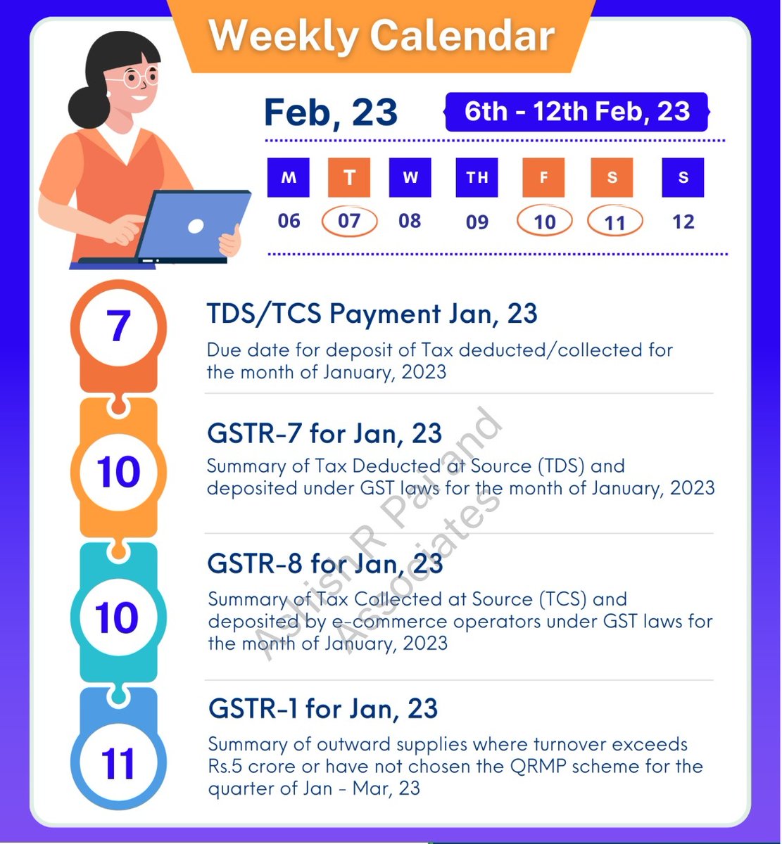 PaiAssociates's tweet photo. Due dates for this week

@PaiAssociates 
@AshishRPai https://t.co/hXFAP4UWbV