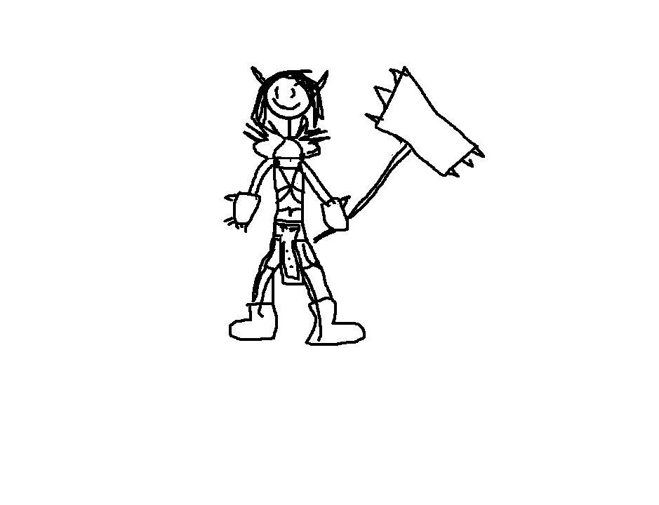 Meta3601's tweet photo. @KirshiVanilla I'll offer up my Evie, A funny story would be no matter what scary thing she meets she'll always draw them with a smiley face. For example she drew a Death Knight showing off a smiley face. The drawing below: https://t.co/Nqm9U7OjeU