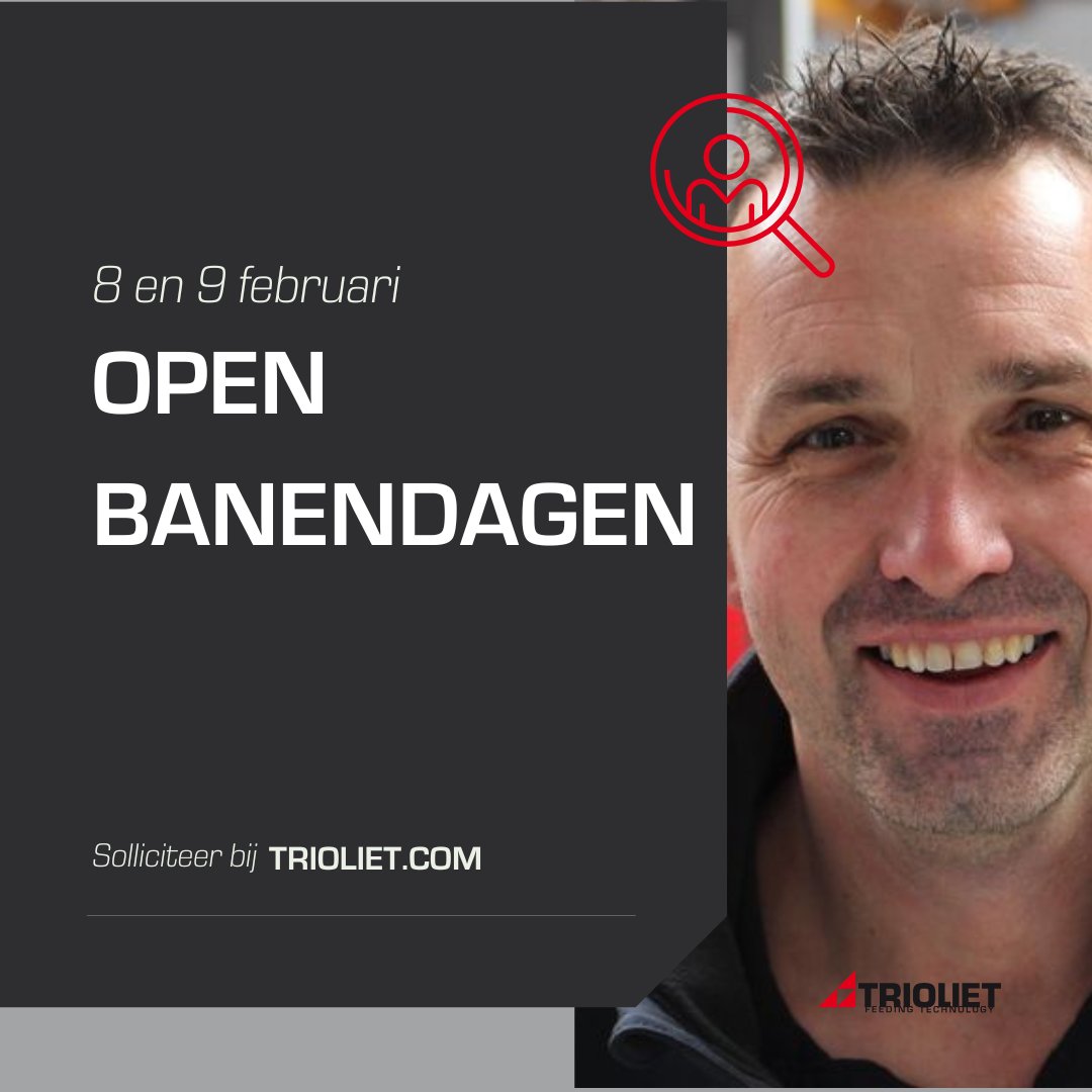 Op zoek naar een leuke baan? Trioliet heeft nieuwe uitdagingen in de aanbieding!✨
Op 8 en 9 februari ben jij van harte welkom op onze open banendagen. Hier maak je kennis met Trioliet als werkgever en alle hardwerkende collega's!💪