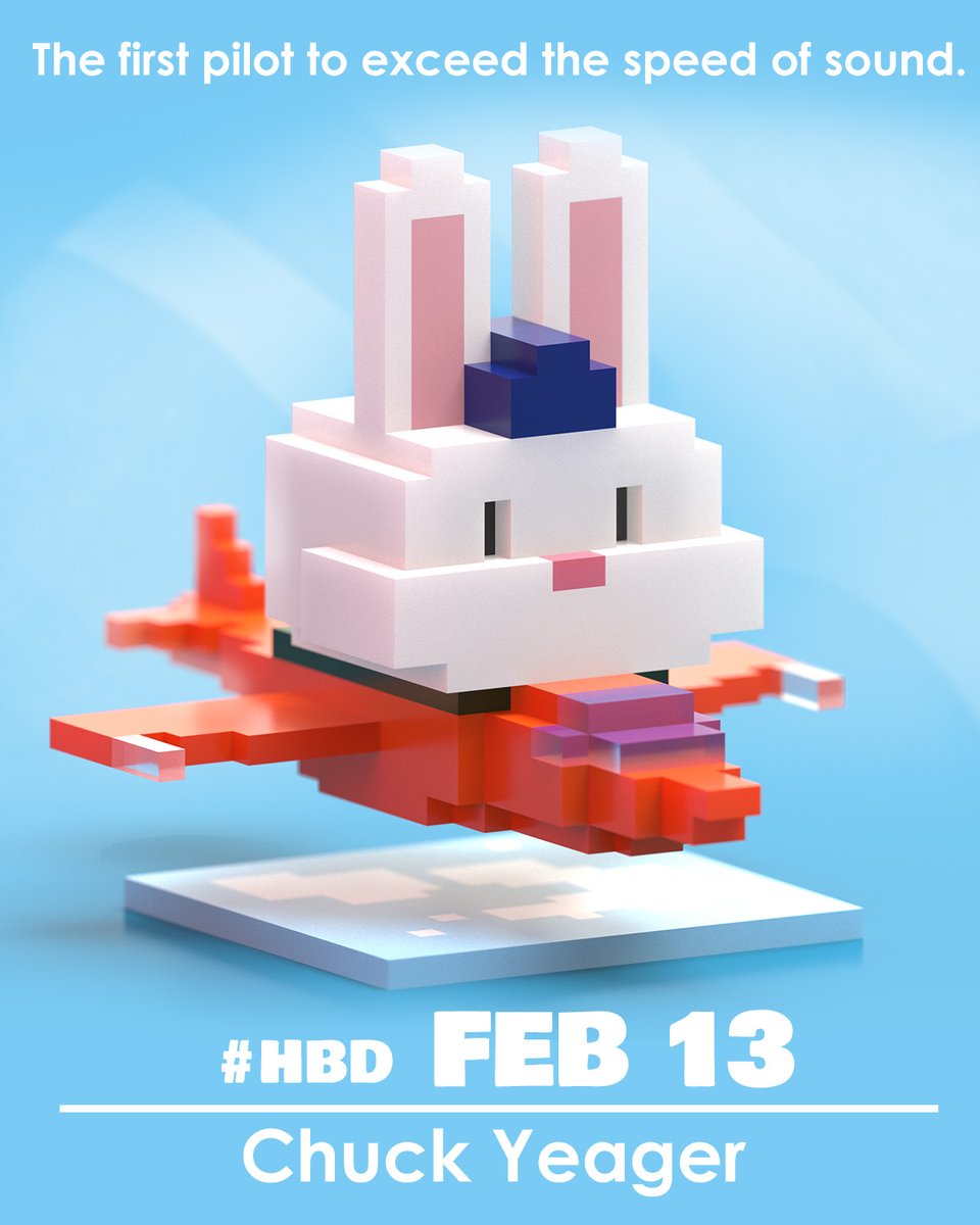Feb 13 #HBD Chuck Yeager (1923 - 2020), the first human to exceed the speed of sound, 1,127 kilometers (700 miles) per hour🛩️

#365wabbits #science #nft