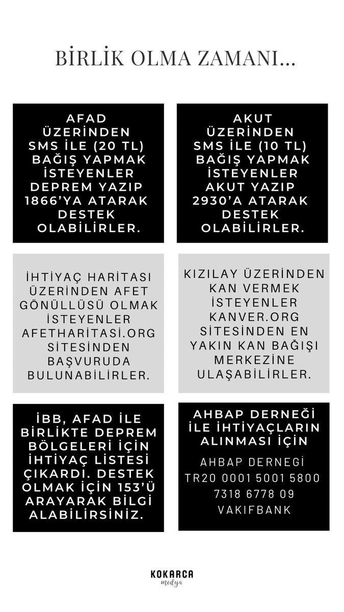 KokarcaMedya's tweet photo. Birlik olma zamanı… 🙏 
#deprem https://t.co/k2taH23g3A