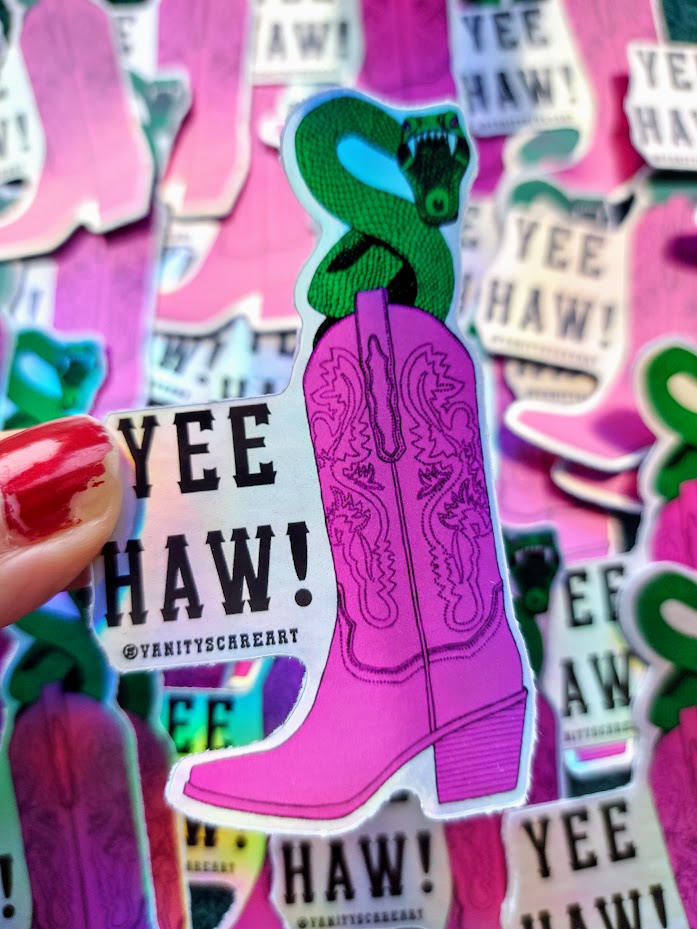 Vanityscareart's tweet photo. New stickers in the shop now!

Starting with these Holographic Yee-Haw stickers

Link to shop below 👇 https://t.co/FFBVGJJ3jU