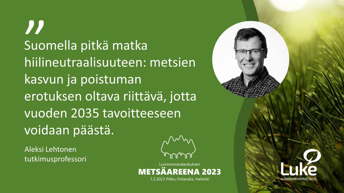 Luken tutkimusprofessori Aleksi Lehtonen <a href="/aleksi_luke/">Aleksi Lehtonen</a> esittelee Metsäareenassa maankäyttösektorin päästövähennyskeinoja.
#MetsäAreena2023 #metsä #ilmasto 1/3