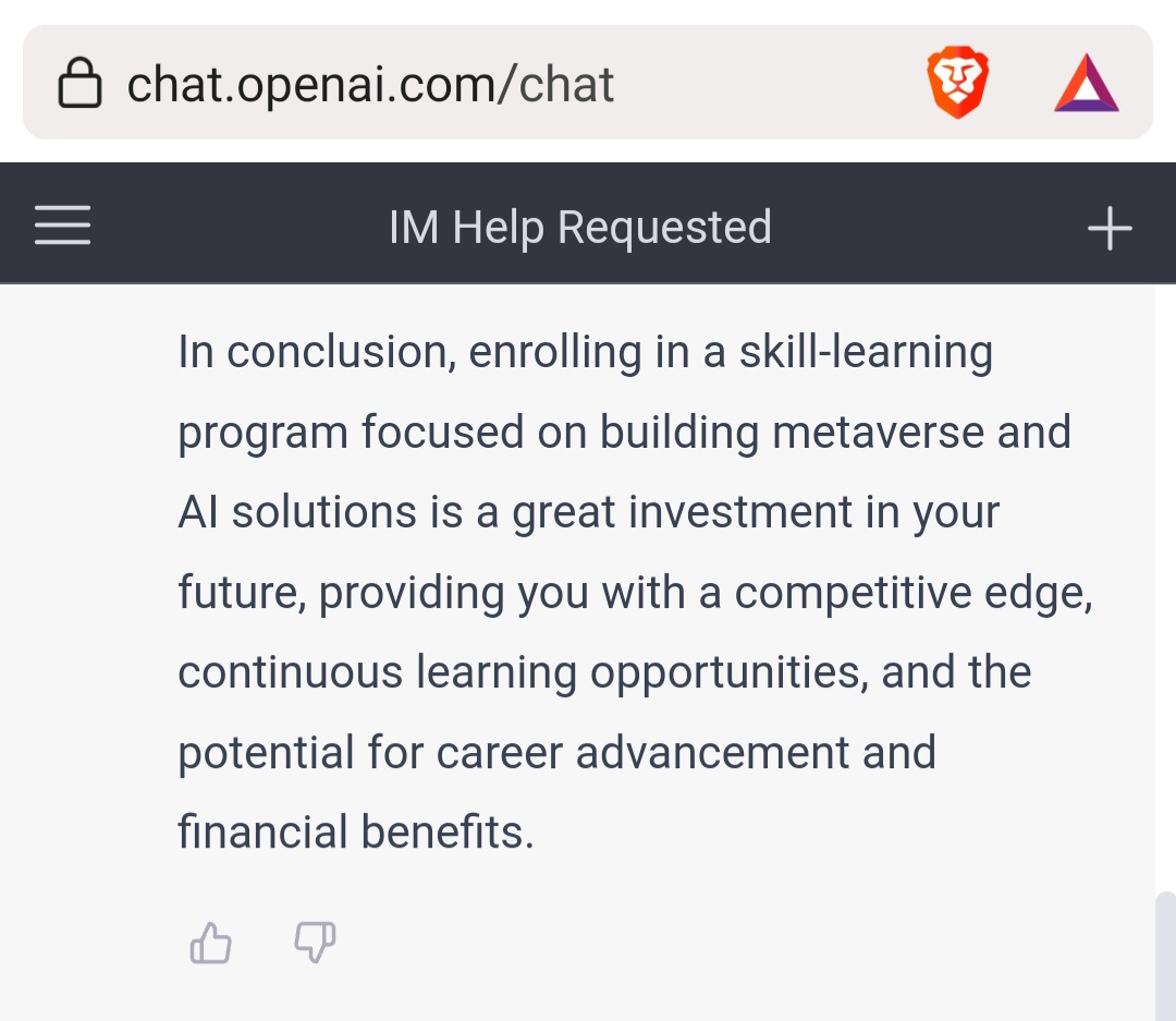 plastic_world1's tweet photo. We asked #ChatGPT why aspiring tech enthusiasts should join the Understanding Metaverse Program.

And here are the best answers we have got.

#netrepeneurs #technology https://t.co/1aEHa9loJB