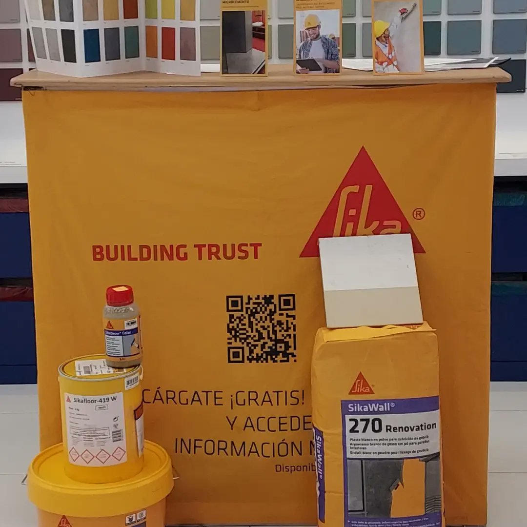 SikaSoluciones's tweet photo. Buenos días! Sikamigos, hoy desde Pinturas Villares en su centro de Viladecans, encontraras productos para el mundo pintura en especial Sikawall 270 Renovation, enseñaremos nuestro espectacular microcemento listo al uso @sikaspain @pinturas_villares #sikateloponefacil https://t.co/MR52oFatHm
