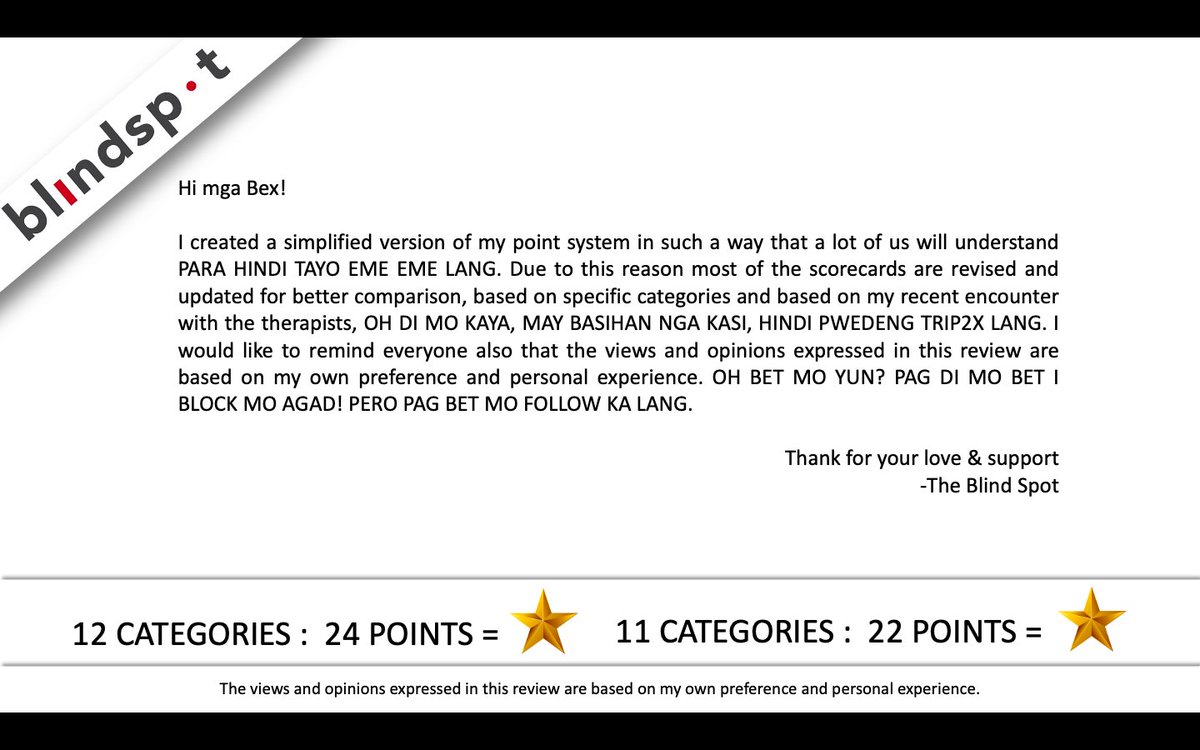 TheBlindSpotPh's tweet photo. HERE ARE MY PCKS FOR MY TOP 10 IN THE BODY CATEGORY,
Individual scorecards will be posted in this thread
don't forget to FOLLOW and RETWEET for more exciting and interesting reviews,
#TheBlindSpot #TBSReview https://t.co/t4BekSCTnt
