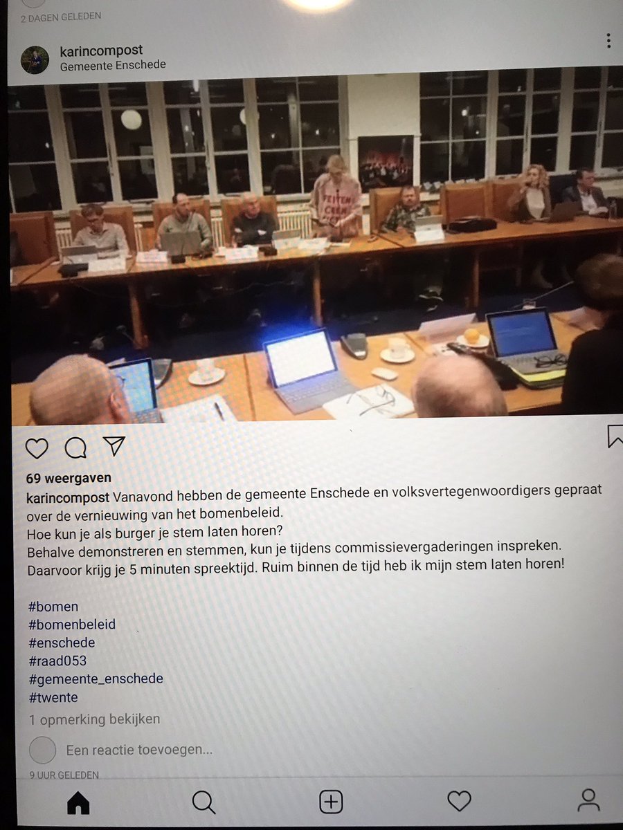 HermansHoning's tweet photo. Mijn grote ,,heldinβ #KarinCompost ππππ³π³π³had 5minuten de tijd gekregen om de raadsleden @Raad053 bij te praten over ons #bomenbeleid in #Enschede e.o. Karin Compost op Instagram #Bomen #Enschede #Raad053 @BomenAchterhoek @bomen_nl @RondOmBomen @MeerbomenN @bomenconsulent https://t.co/sfjyVWeXuF