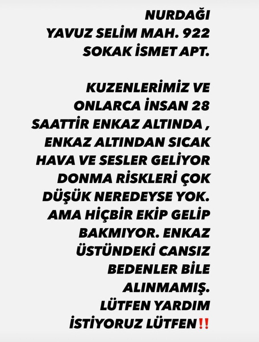 🚨ACİL YARDIM! #Deprem