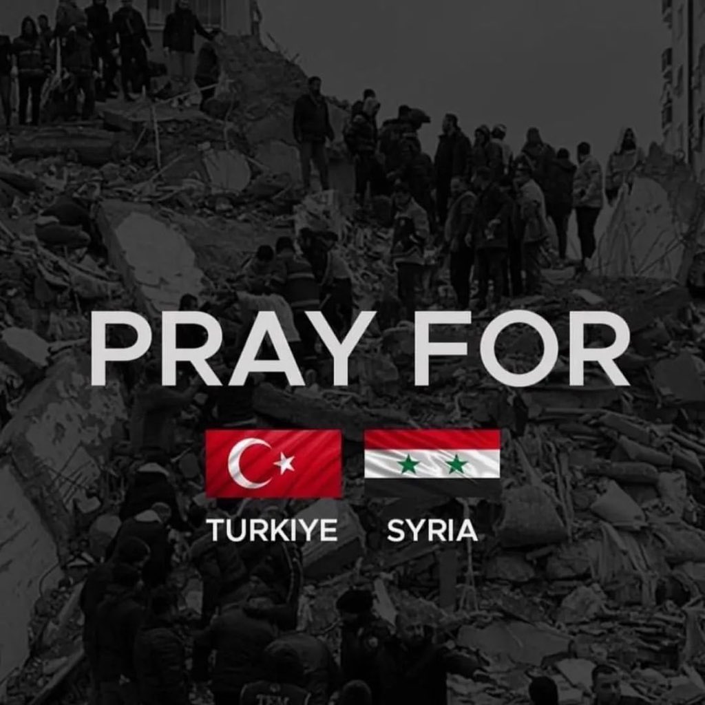 Praying for Turkey ,Syria and Lebanon. 

May God comfort the families that lost there loved one. Speak healing upon those that were affected. Your nations shall rise again. 🙏🏽

#earthquake #PrayforSyria #PrayForTurkeyAndSyria #PrayForTurkey #PrayForLebanon