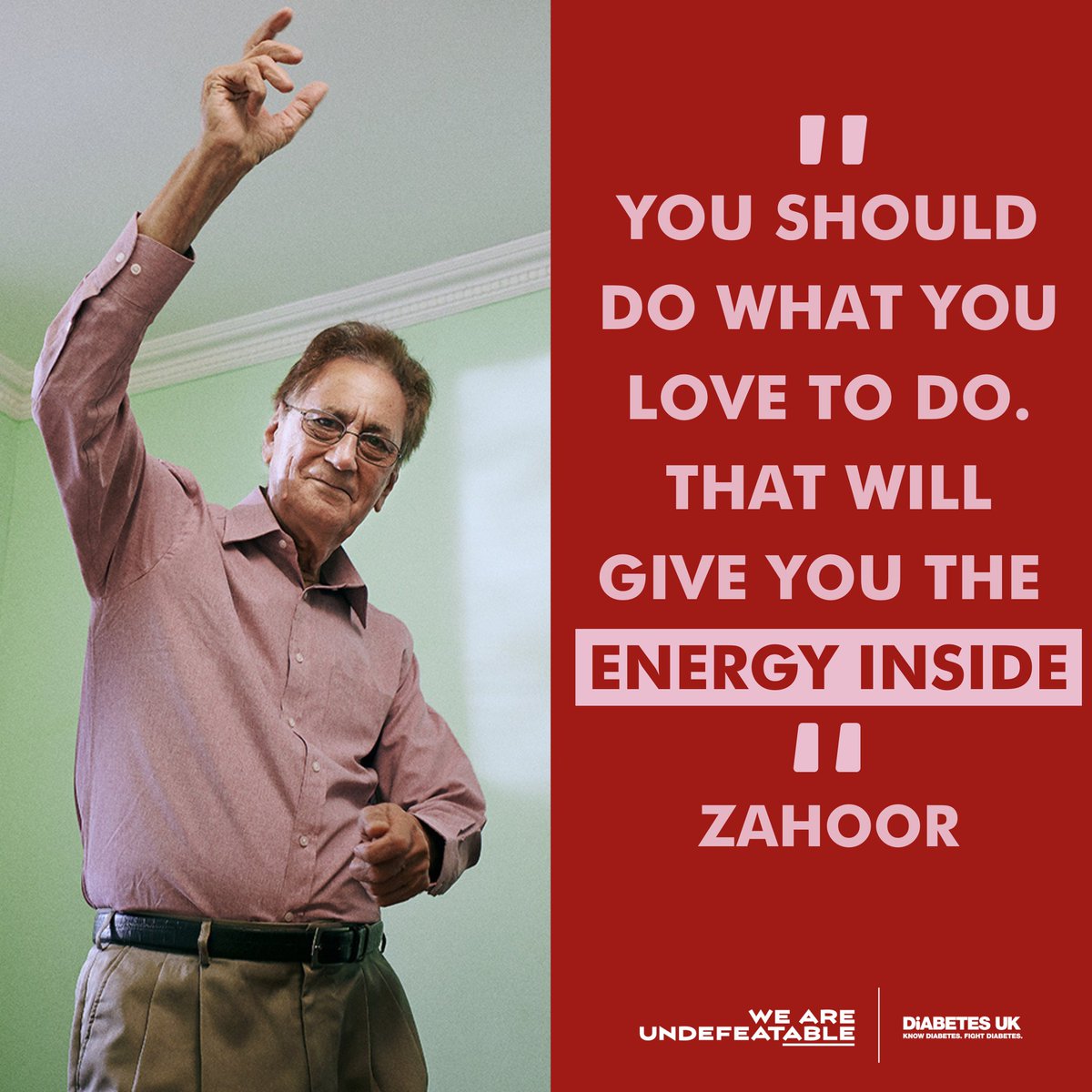 It's #BoostYourSelfEsteemMonth 🙌 

Zahoor lives with type 2 diabetes and has found dancing a great boost to his confidence. <a href="/DiabetesUK/">Diabetes UK</a> 

Have you found a new activity which has given you a lift in your confidence? We'd love to hear 👇
