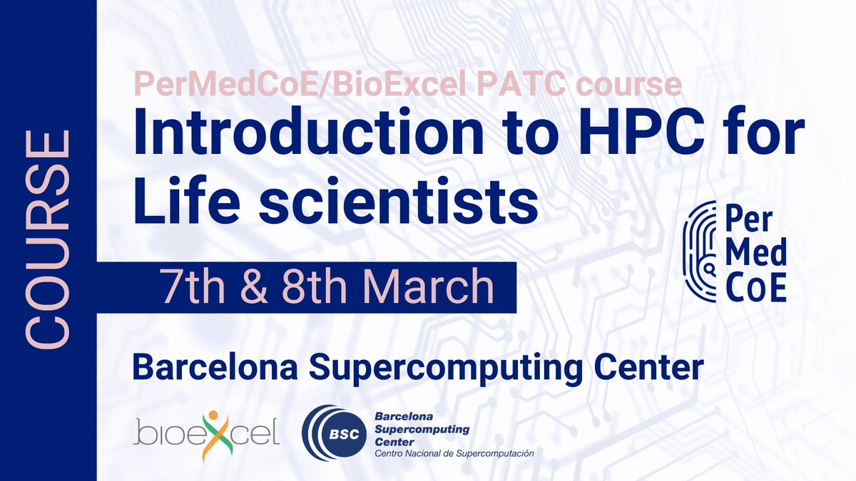 PerMedCoE's tweet image. Don&apos;t miss this! Soon registrations for this course will end
📆10th of February, 2023 will be the last day

Enter registration now for PerMedCoE/BioExcel PATC course on Introduction to HPC for Life scientists.

Only 40 places are available! #registernow

🔗ow.ly/gW9v50MExmi