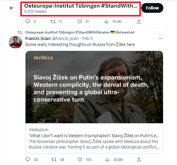 kreiten_irma's tweet photo. Tell me you're ok with pro-Russian viewpoints & popular intellectuals ( S. Žižek published on Russia Today!) forwarding statements without expertise - without telling me so.
#unituebingen #OsteuropainstitutTuebingen #fellowtravellers #Kremlin #ThirdPositionism https://t.co/mG7ozervQf