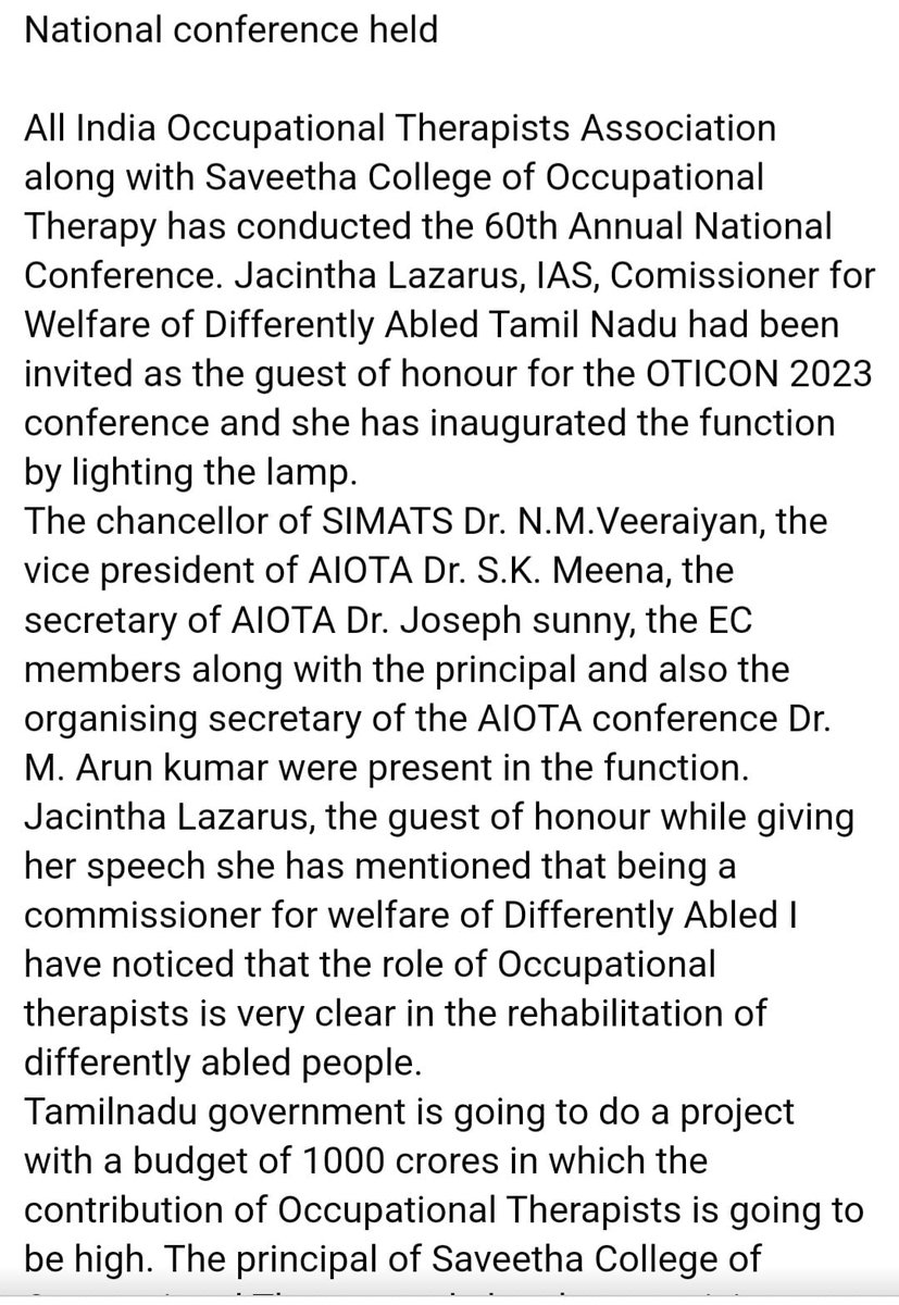 scot_simats's tweet image. #oticon2023 #aiota #scot #simats 
#saveethacollegeofoccupationaltherapy