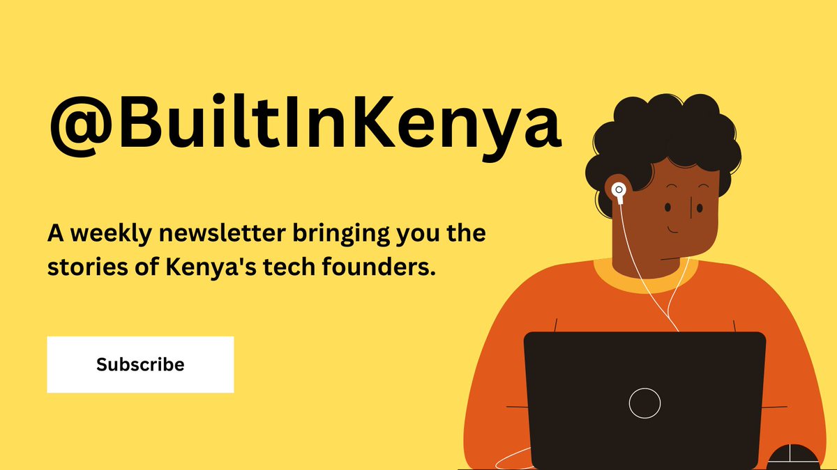 builtinkenya's tweet photo. Welcome to Built In Kenya, a weekly newsletter exploring the Kenyan tech startup ecosystem.

Every week, we interview one tech founder and ask them what they are building, their background, startup journey, and lessons learned so far.

All this goes into the newsletter.

1/n https://t.co/9vkTfW4Brv