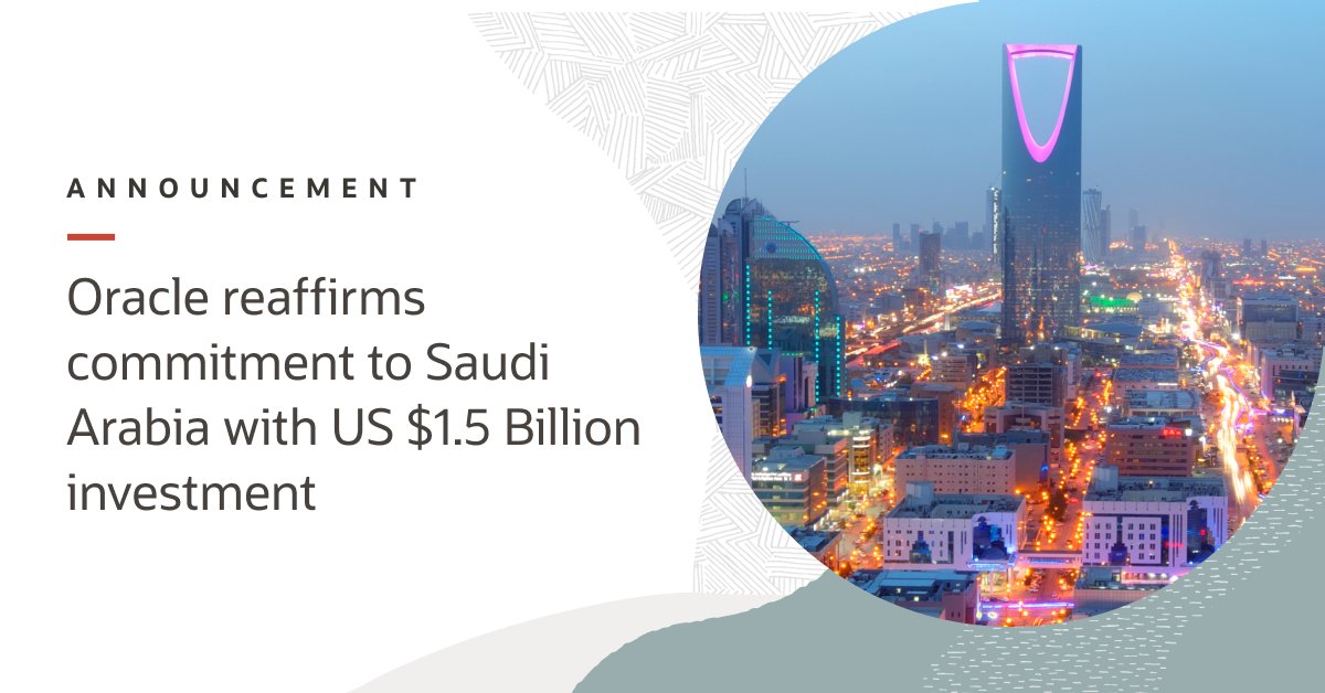Vamos a invertir 1.500 millones de dólares en #ArabiaSaudí para satisfacer el rápido crecimiento de la demanda cloud del Reino y apoyar su #SaudiVision2030: social.ora.cl/60133iv2H