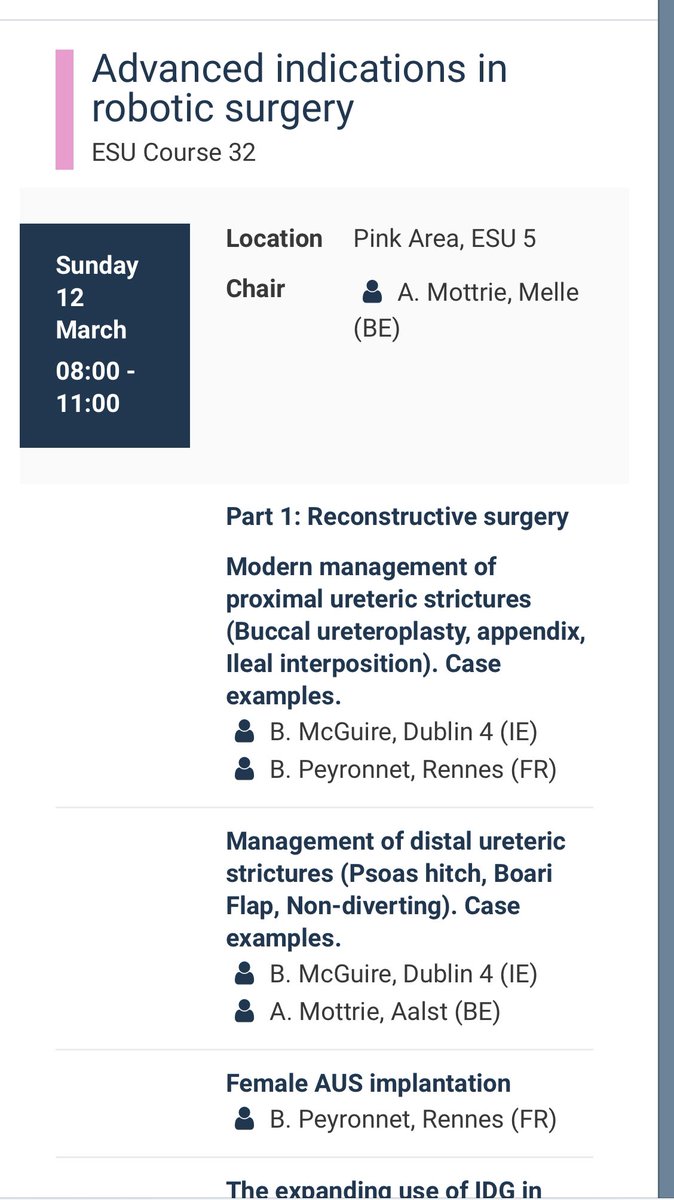 Come join us on this new course on Advanced Indications in Robotic Surgery at EAU 23! Recon (strictures/sling/AUS/VVF), Redo-anastomosis after RALP, RASP, Bladder Tic. Mitrofanoff AND MORE! @Uroweb @BPeyronnet @alexmottrie @ISU_Urology