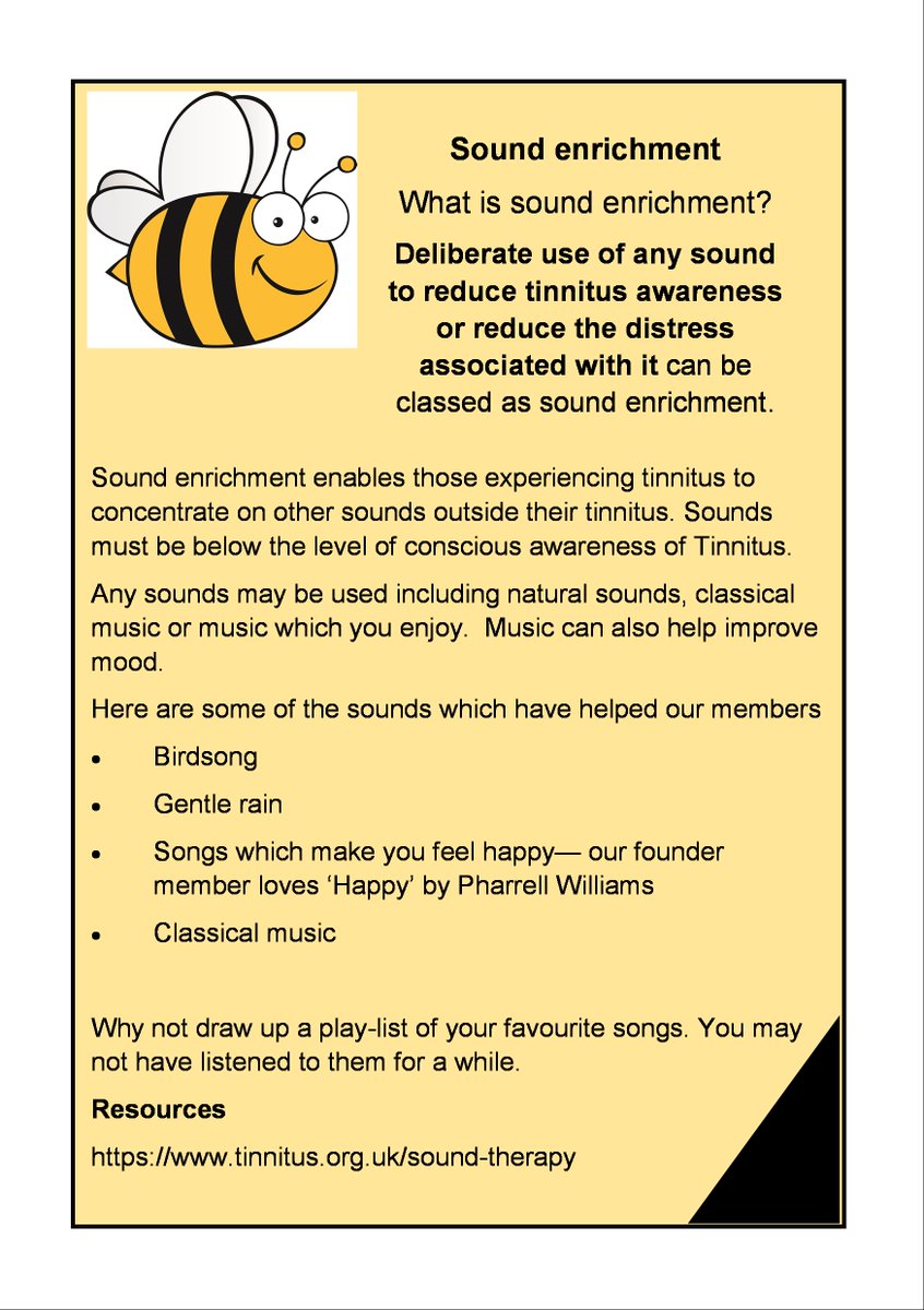 Second day of #Tinnitusweek and we are sharing our tip for managing #Tinnitus about #sound enrichment. Hope you find it useful. What sounds do you use to manage Tinnitus.  Let us know.