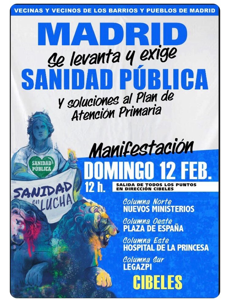 SindicaEstudian's tweet photo. Madrid se LEVANTA el 12 de febrero en defensa de la SANIDAD PÚBLICA 🏥 Ven a las 11h a Cuesta de Moyano para organizar el cortejo de la juventud combativa.
.
#MadridSeLevantaEl12F #FueraAyuso #AyusoDimisión #AyusoAPrisión #SanidadPública https://t.co/X5aK1rfuJS