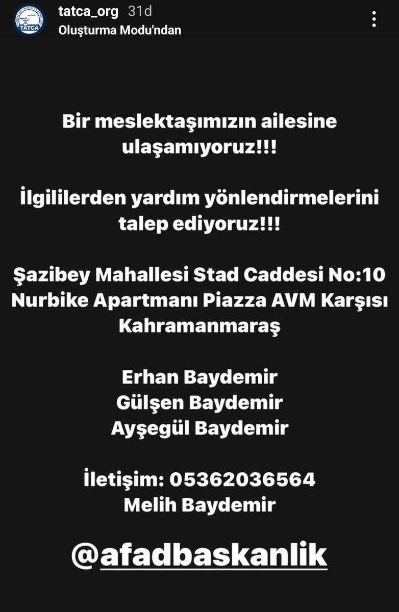 iremgencay's tweet photo. @AFADBaskanlik @haluklevent #Kahramanmaras #deprem https://t.co/fQFputE9NU