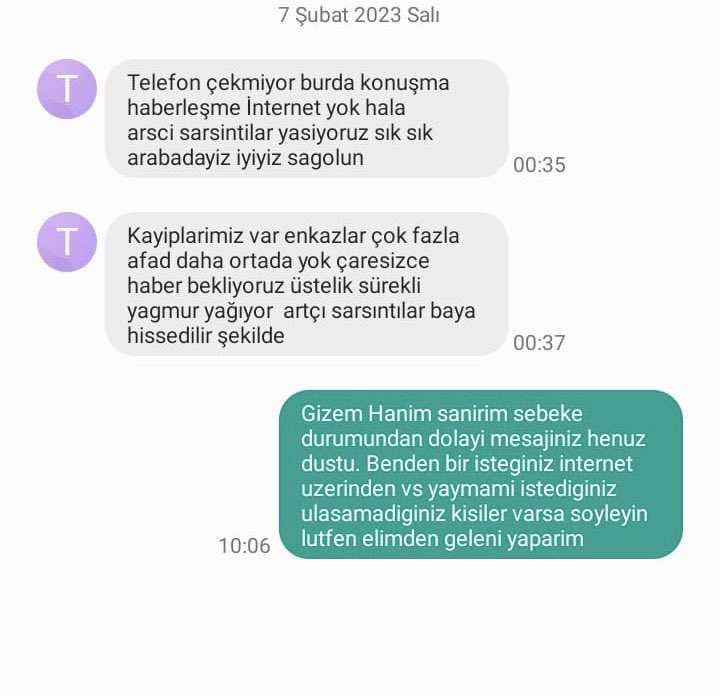 sefaaerdogann's tweet photo. #deprem #Hatay #hataydepremi #iskenderun #Kahramanmaras #AFAD  #AFADhatay #YARDIM #hatayyardimbekliyor #seferberlik #Turkiye #DevletMilletElele #sondakikadeprem Aşağıda mesajlar Hatay İskenderun’da yasayan ve suan enkaz bölgesinde olan dostlarımızdan geldi. LÜTFEN YAYALIM!!!!! https://t.co/lTT03I2aCu