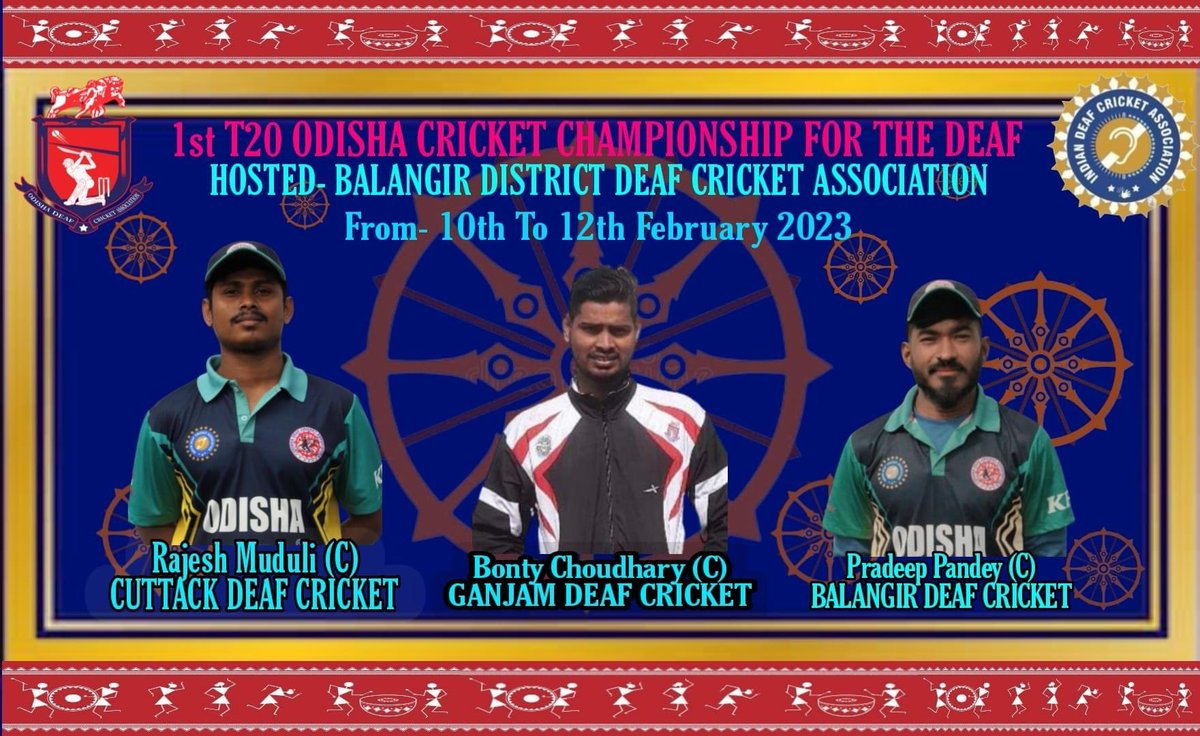 1st T20 ODISHA CRICKET CHAMPIONSHIP FOR THE DEAF
ON 10TH TO 12TH FEBRUARY 2023
HOSTED- BALANGIR DISTRICT DEAF CRICKET ASSOCIATION
#TEAMDEAFCATPAIN
#BCCI #DCCI #IDCA #OCA
#departmentofsportsandyouthservices 
#odishacricketassociation 
#OdishaCricket 
#deafcricket 
#deafculture