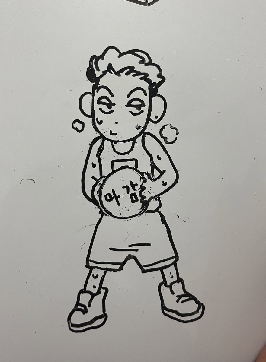 작업실 보드에 낙서한 마감하는 태섭이