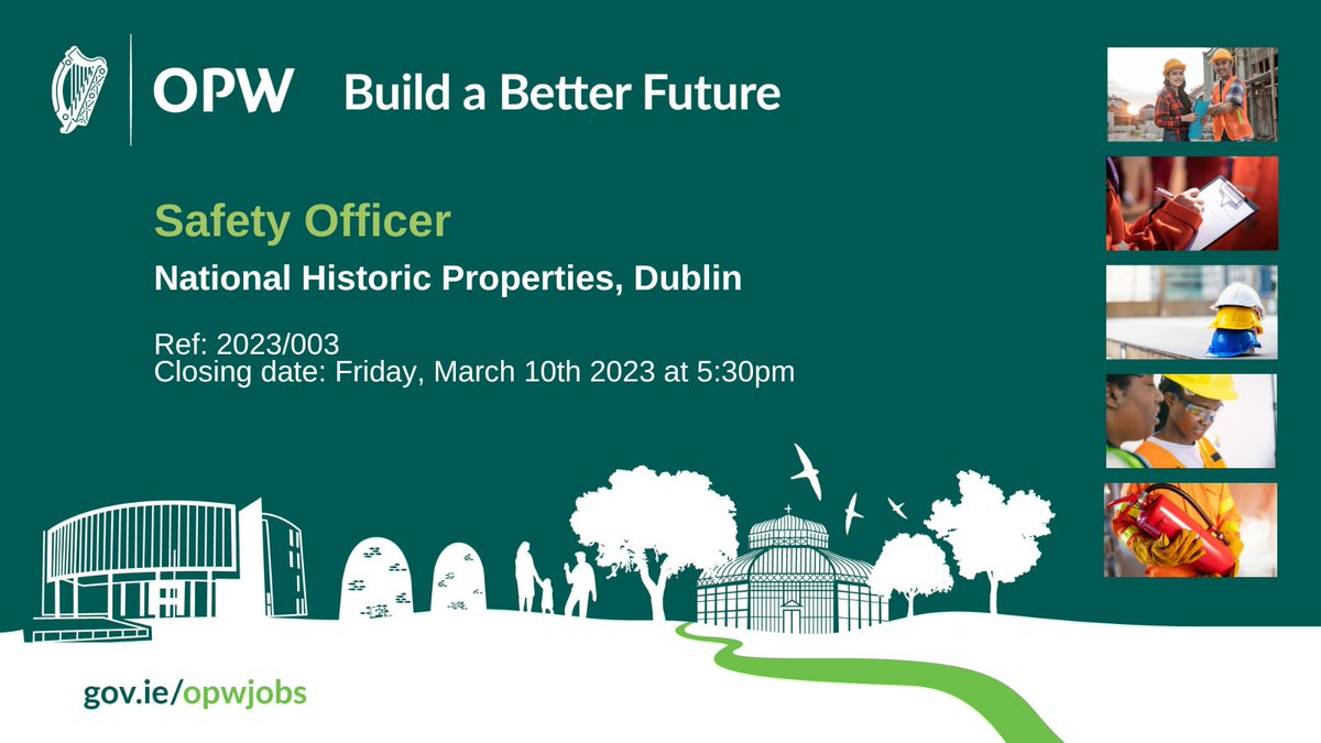 We're delighted to announce that we are currently recruiting for the position of #SafetyOfficer to work in our National Historic Properties Unit within Heritage Services of the OPW.
Full job details 🔗cutt.ly/S3u5Qet

#Jobs #Hiring
@Irishjobsie @jobsdublin @jobalertie