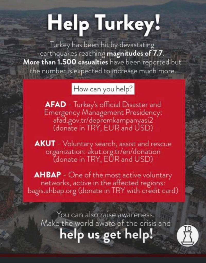 A terrible day for my home country, Turkey, and particularly my hometown and region. Please consider donating, even a small contribution makes much difference.