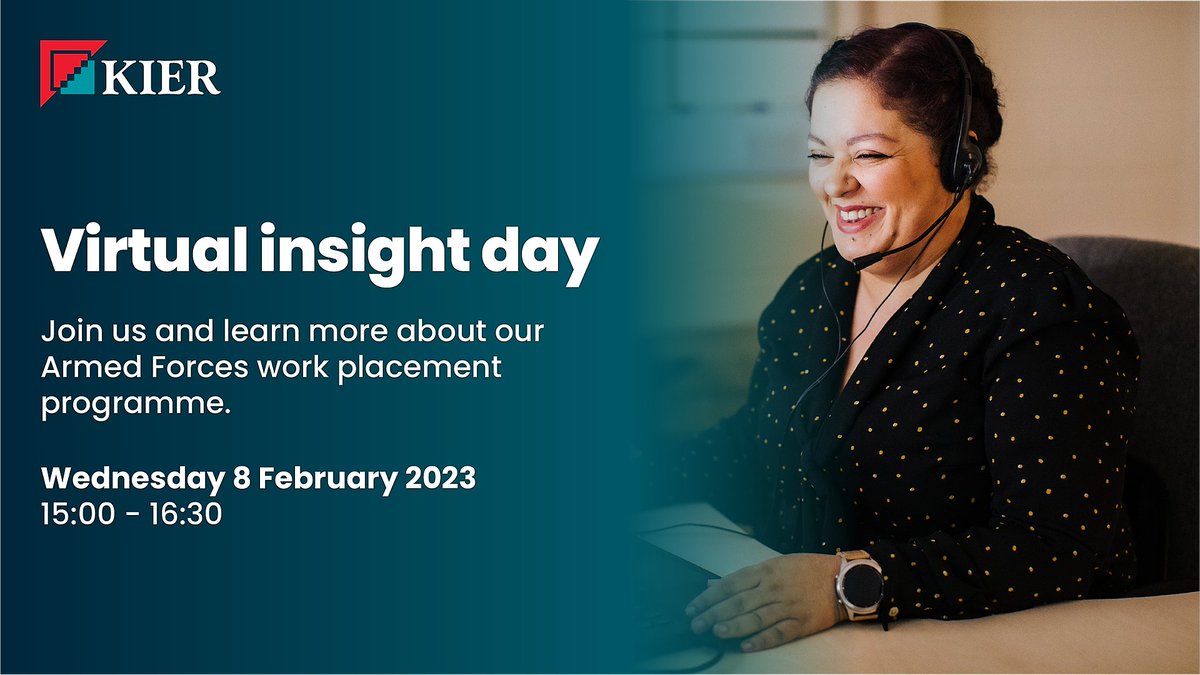 kiergroup's tweet photo. What are you doing tomorrow afternoon? Fancy learning more about opportunities at Kier for ex-Armed Forces?

📅 Wednesday 8 February
🕒 15:00 – 16:30
💻 Register here: https://t.co/zoIknmwQUo

#JoinKier #ArmedForces https://t.co/xYyPj2Efvm