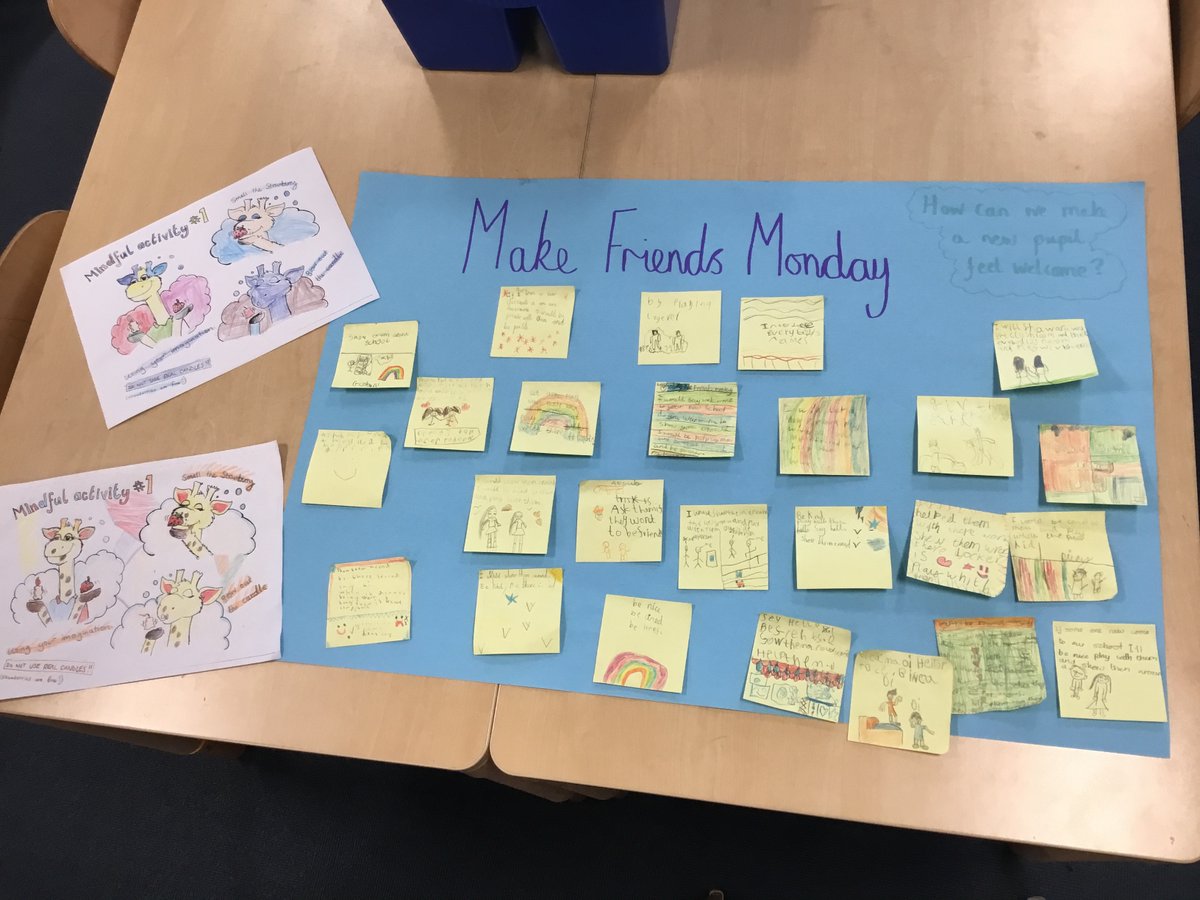 BoarshawP's tweet photo. Year 3 Octopus talked about ways to make new children feel welcome and discussed what makes a good friend. They found connections between their class mates. #ChildrensMentalHealthWeek #makefriendsmonday #letsconnect https://t.co/EjFXfbO29C