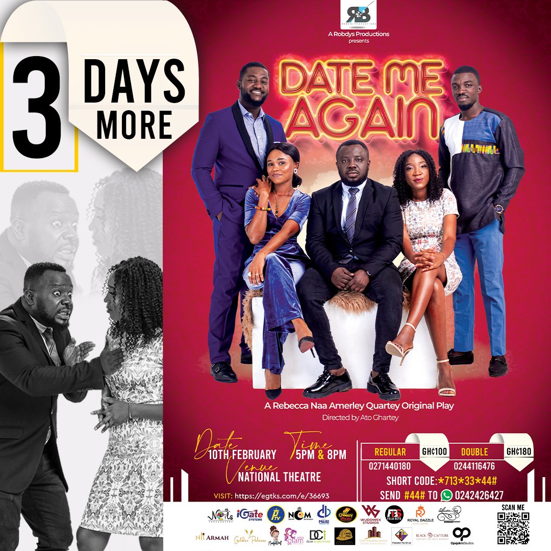 robdyspro's tweet photo. Just 3 days to go! Grab your ticket and come meet Slick with all his slick moves on how to make your relationship work. This guy erh!!!! #DateMeAgain!
MOMO: 0244116476 (Ref: Date Me Again) Send screenshots.
Or
ShortCode : *713*33*44#
Or
Online: https://t.co/yjE2epPMJ3 https://t.co/owvUszQKR3