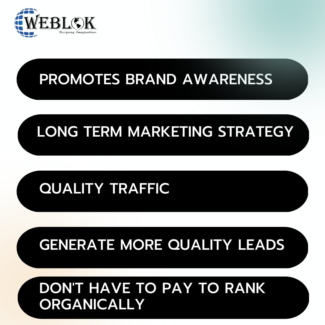 WebLokOfficial's tweet photo. 5 Benefits of SEO
➡Promotes Brand Awareness
➡ Long Term Marketing Strategy
➡ Quality Traffic
➡ Generate More Quality Leads
➡ Don't have to pay to rank Organically
Follow @weblokofficial 👈🏼👈🏼 for those daily updates.
.
.
.
.
.
.
.
.
.
❌ TAGS - PLEASE IGNORE ❌
#websitedesign https://t.co/OnFLUWBj27