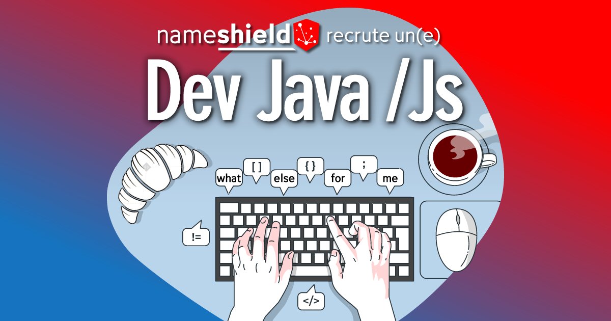 nameshield's tweet photo. #Recrute #DEV #JAVA #JS à #Angers dans équipe #agile experte en détection de #cybermenaces. #Grails #AWS #Python #Groovy #DNS #NomsDeDomaine 
Postules ici : ttps://www.welcometothejungle.com/fr/companies/nameshield/jobs/developpeur-se-java-full-stack-confirme_angers https://t.co/cw00qGTZy8