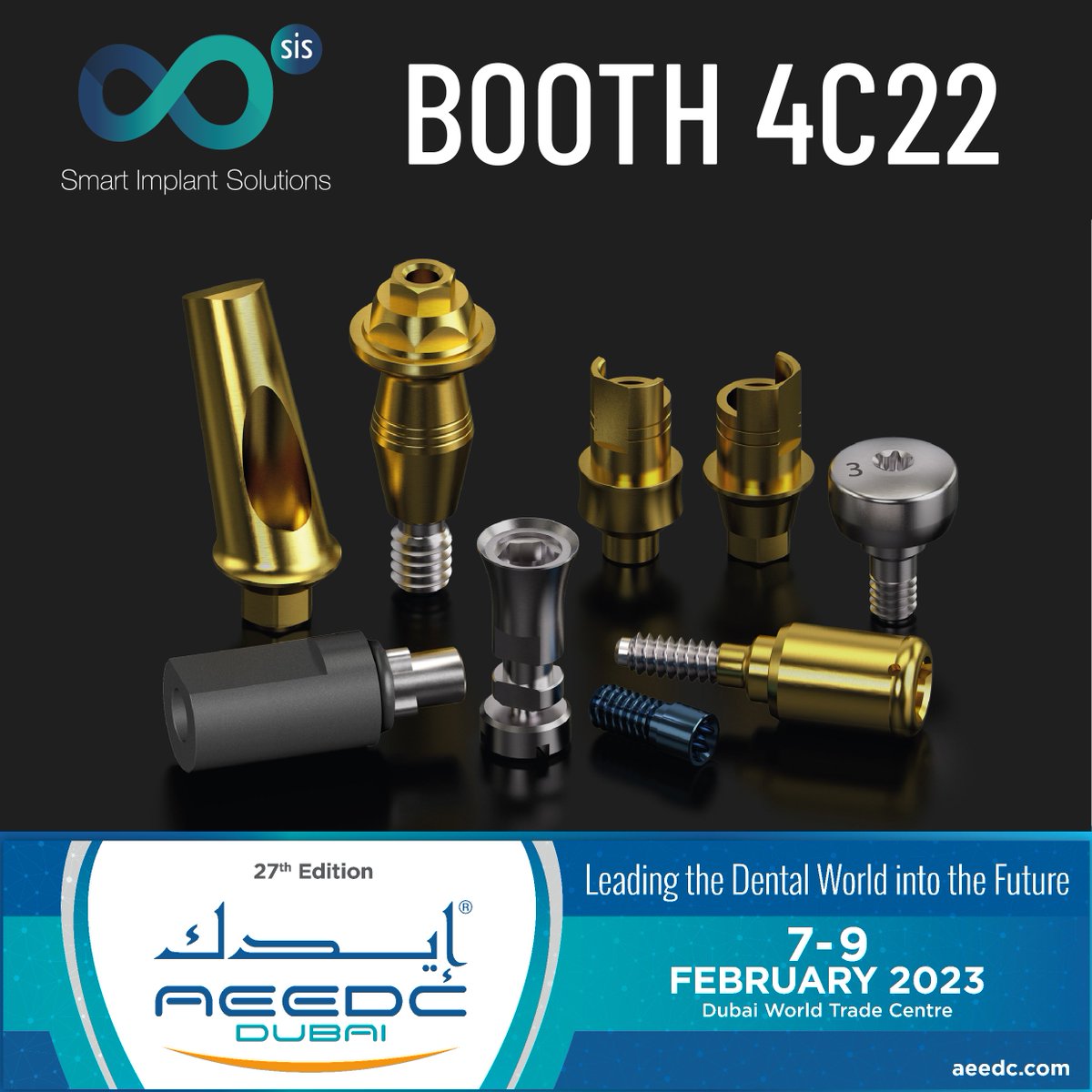SmartImplantSol's tweet photo. Smart Implant Solutions invites you to #AEEDC DUBAI 2023. Visit our booth, we are looking forward to seeing you all.  BOOTH: 4C 22 
#smartimplantsolutions #implantology #cadcam 
#aeedcdubai2023 #implantesdentales #implantes #implatologia #abutment #cadcamlab #cadcamdental https://t.co/i9ckCpjc7k