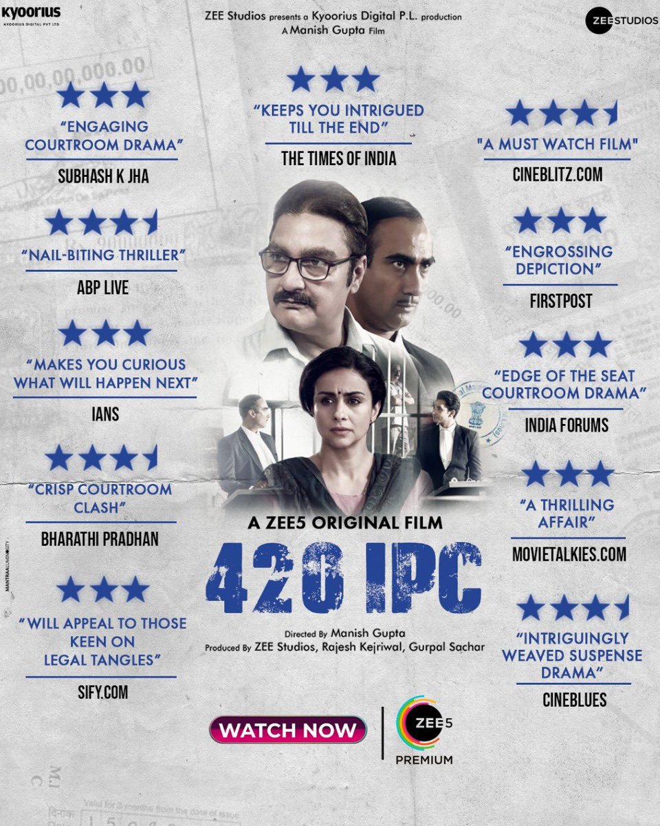 ManishMGupta's tweet photo. My last film ‘420 IPC’ released on Zee5 a year ago. Watch it on Zee5-
https://t.co/Is4zz4QLBt
@RanvirShorey @pathakvinay @GulPanag @iMuskaanK @zee5 @jyotimadnani @rohanvmehra @architrastogi @SomDasgupta2 @rajeshkejriwal @ZEE5India @ZeeStudios_ https://t.co/RbBhSI5oWO