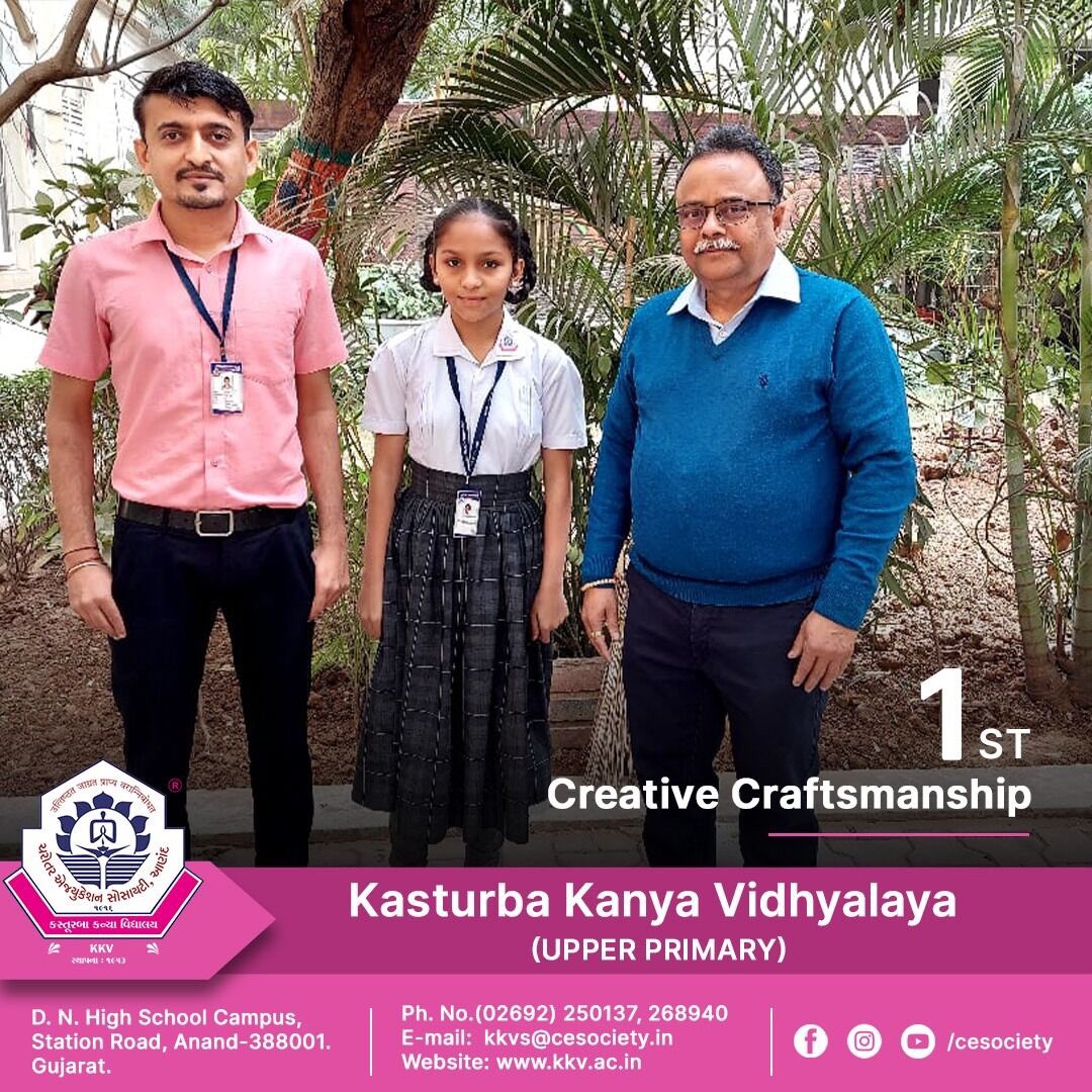 ces100anand's tweet image. Our heartiest Congratulations to our pride of CES, Alisa Thakor for her 1st price for Creative Craftsmanship.
.

:- (02692) 250137, 266940
.
 : 
cesociety.in
.

 : D.N. Highschool Campus, Station road, Anand
388001, Gujarat
.
.
#ces #school #creativecraftsmanship