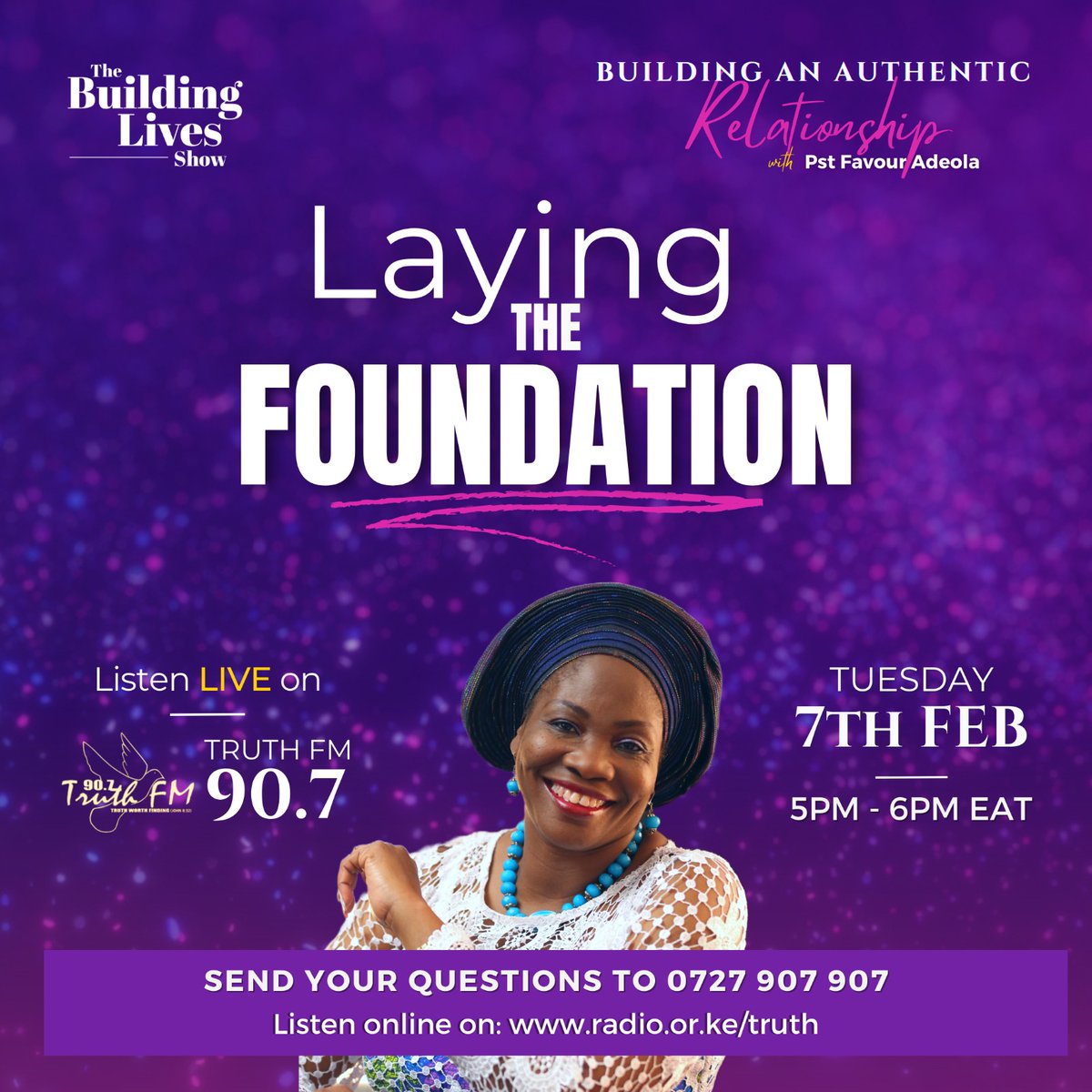 Buildingliveske's tweet image. A new month and a new series. In February, we will be talking about all things relationships. Join @AdeolaPastor on @Truthfmkenya  with @SGatogo    today from 5PM as we lay the foundation for what it takes to build an authentic relationship.  #TruthExpress #TruthfmDrive