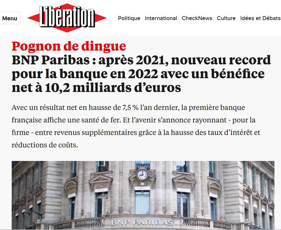 Alimenter le dérèglement climatique, ça rapporte gros à <a href="/BNPParibas/">BNP Paribas Group</a>. 
Derrière ces bénéfices, il y a des bombes climatiques qui détruisent les droits humains, comme le projet Eacop de Total en Ouganda et Tanzanie (<a href="/BNPParibas/">BNP Paribas Group</a> est le 2e + gros financeur mondial de Total)